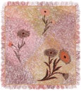 Colorfu weavel carpet with floral applique and fringe in pastel