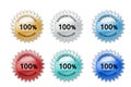 Colorful 100% satisfaction guarantee icons Royalty Free Stock Photo