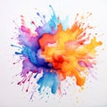 Colorful watercolor splash on white paper, generate by AI Royalty Free Stock Photo