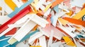 Colorful abstract art with layers of multicolored paper cutouts in dynamic composition, AI Generative