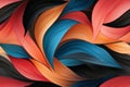 a colorful abstract background with black red orange and blue leaves Royalty Free Stock Photo