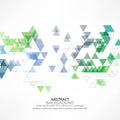 Colorful abstract background of blue, green and white triangles. Vector pattern of colored geometric shapes. Royalty Free Stock Photo