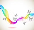 Colorful abstract background with butterfly and wave