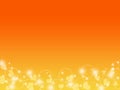 Orange abstract background with circle, hearts, stars and sparkle