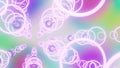 Colorful abstract background made of glowing rings and transparent glossy originals
