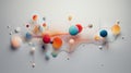 Colorful abstract background. Dynamic illustration from flying different objects. Abstract composition for graphic design