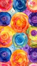 Vibrant Watercolor Circles Pattern Abstract Background Royalty Free Stock Photo