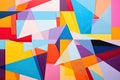Colorful abstract background with geometric shapes in the form of triangles, colorful geometric abstract painting on a wall, AI Royalty Free Stock Photo