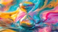 Colorful abstract background with hourglass filled with sand Royalty Free Stock Photo