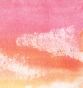 Colorful abstract background. Orange, red gradient. Sky with clouds. Hand drawn with watercolor on a textured paper. Royalty Free Stock Photo