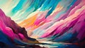 Colorful abstract background with pop of pink and blue color. Acrylic paints. Painting pattern Royalty Free Stock Photo