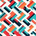 Geometric Squares Abstract Pattern - Teal And Red