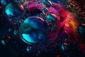 colorful abstract background with soap bubbles, 3d illustration, horizontal generative ai Royalty Free Stock Photo