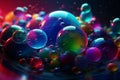 colorful abstract background with soap bubbles, 3d illustration, horizontal generative ai Royalty Free Stock Photo