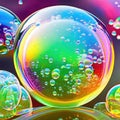 Colorful abstract background with soap bubbles. 3d rendering, 3d illustration. generative AI Royalty Free Stock Photo