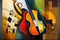 Colorful abstract background with violin and musical notes. Vector illustration Royalty Free Stock Photo