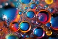 Colorful abstract background with water drops. Close-up. Macro photography. A bubblelike cluster of myriad hues creating a, ai Royalty Free Stock Photo