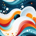 Colorful abstract background with waves, bubbles, and pop-inspired imagery (tiled)