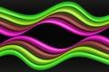 Colorful abstract background, wavy horizontal lines multicolored bright on a black background Royalty Free Stock Photo