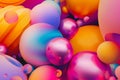 Colorful abstract balls glass background with futuristic abstract shapes