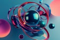 Colorful abstract balls glass background with futuristic abstract shapes