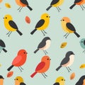 Colorful Abstract Birds and Floral Patterns Background Illustration Royalty Free Stock Photo