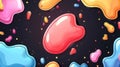 Colorful abstract blobs on a dark background, creating a playful and vibrant aesthetic
