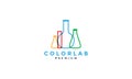 Colorful abstract bottle laboratory line logo icon vector illustration design