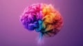 Colorful abstract brain art with dynamic multicolored hair texture