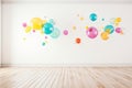 Colorful Abstract Bubbles: Vibrant Shades in Minimalistic White Room