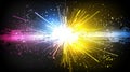 Colorful abstract burst of light with dynamic streaks on dark background