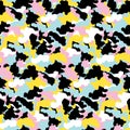 Colorful abstract camouflage seamless pattern Vector background. Modern memphis military style camo art design backdrop.