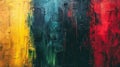 Colorful Abstract Canvas Texture with Multicolored Oil Paints, Black, Red, Yellow, and Green - Modern Art Painting Background Royalty Free Stock Photo