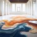 Vibrant Multilayered Office Floor Installation With Fluid Landscapes Royalty Free Stock Photo