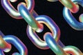 Colorful abstract chains on a dark background create a visually striking pattern with reflections and smooth curves Royalty Free Stock Photo