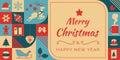 Colorful abstract Christmas banner with festive icons