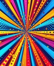 Colorful Abstract Comic Background Template With Radiating Lines and Dots Royalty Free Stock Photo