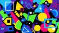 Elements include circles, squares, triangles, and rectangles in bright Royalty Free Stock Photo