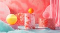 Colorful Abstract Composition with Spheres and Marble Royalty Free Stock Photo
