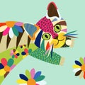 Colorful Abstract Cute Feral Cat Animal Portrait