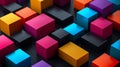 Colorful abstract 3d geometric background with cubes of various sizes, digital art concept Royalty Free Stock Photo