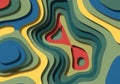 Colorful, abstract 3D layered artwork with a topographic design. Royalty Free Stock Photo