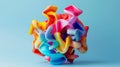 Colorful Abstract 3D Sculpture Against Light Blue Background Royalty Free Stock Photo