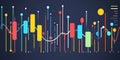 Colorful abstract data chart with analytics statistics graph lines and bars Royalty Free Stock Photo