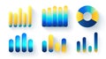 Colorful Abstract Data Visualization Elements Featuring Bars, Circles, and Gradients in Blue and Yellow Shades for Creative Design Royalty Free Stock Photo