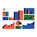 Colorful Abstract Data Visualization Graphics with Charts and Graphs. Royalty Free Stock Photo