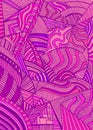 Colorful abstract decorative background with geometric figures, with many detailed patterns, in plum pink colors.
