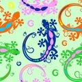 Gecko Lizard Tattoo Style Seamless Pattern Textile Vector Design