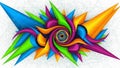 Spiral motif surrounded by sharp, angular shapes in vibrant colors includ Royalty Free Stock Photo
