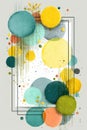Colorful abstract design featuring overlapping circular shapes and geometric frames Royalty Free Stock Photo